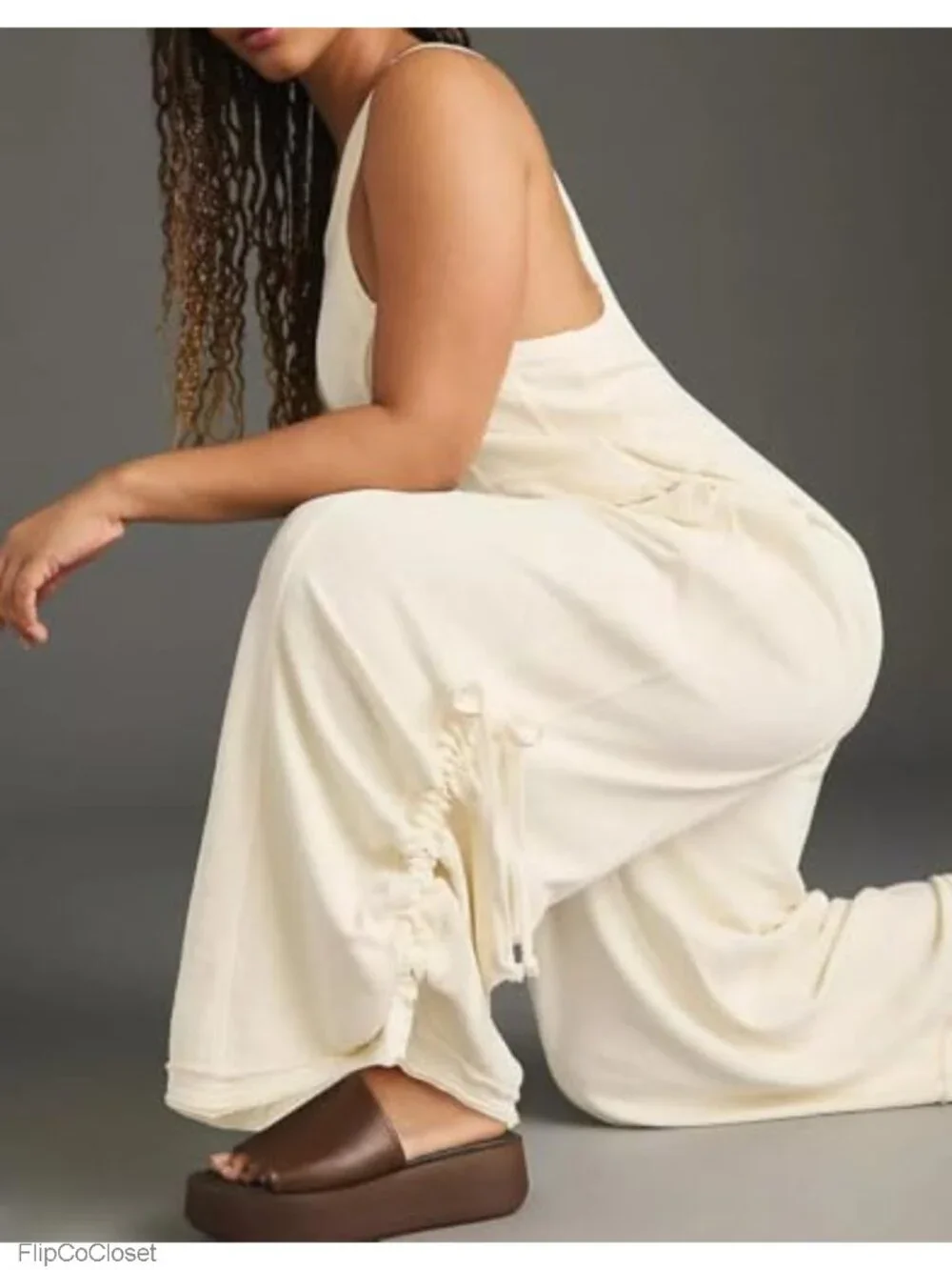 Women's Sleeveless Wide Leg Jumpsuit Loose Fit Cotton Romper with Pockets &